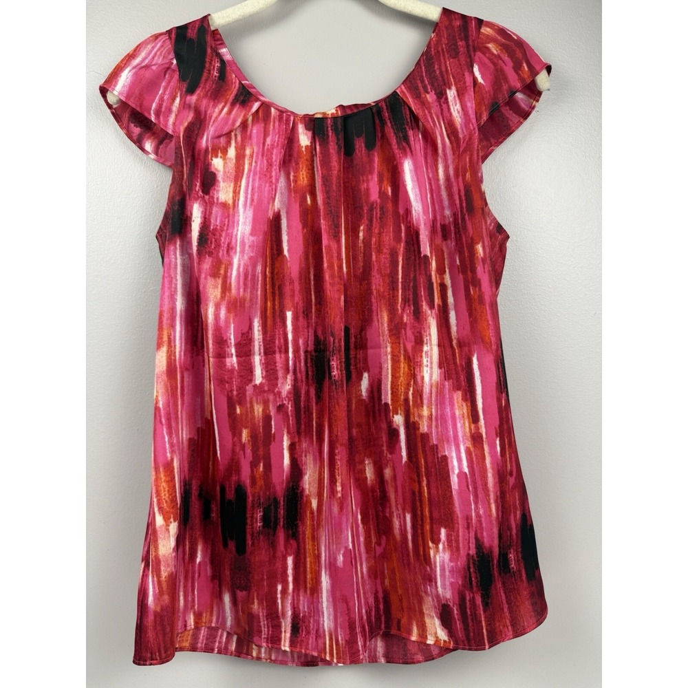 Anne Klein Women's top blouse sleeveless multicolor Pink  zipper size S